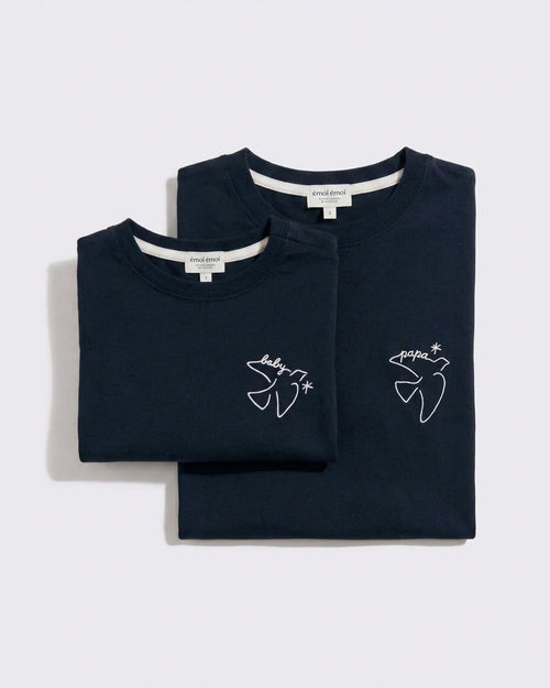 Le duo de t-shirts Papa bird / Baby bird - charbon - émoi émoi   - 1 