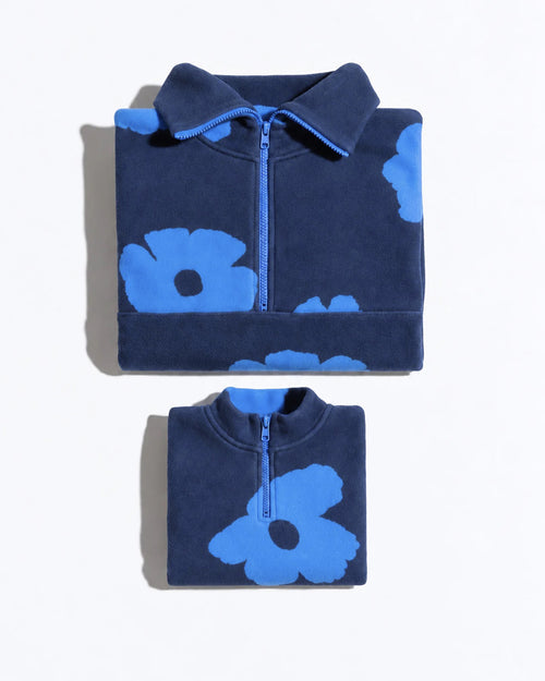 Le duo de sweats en polaire recyclée - Fleurs bleues - émoi émoi   - 1 
