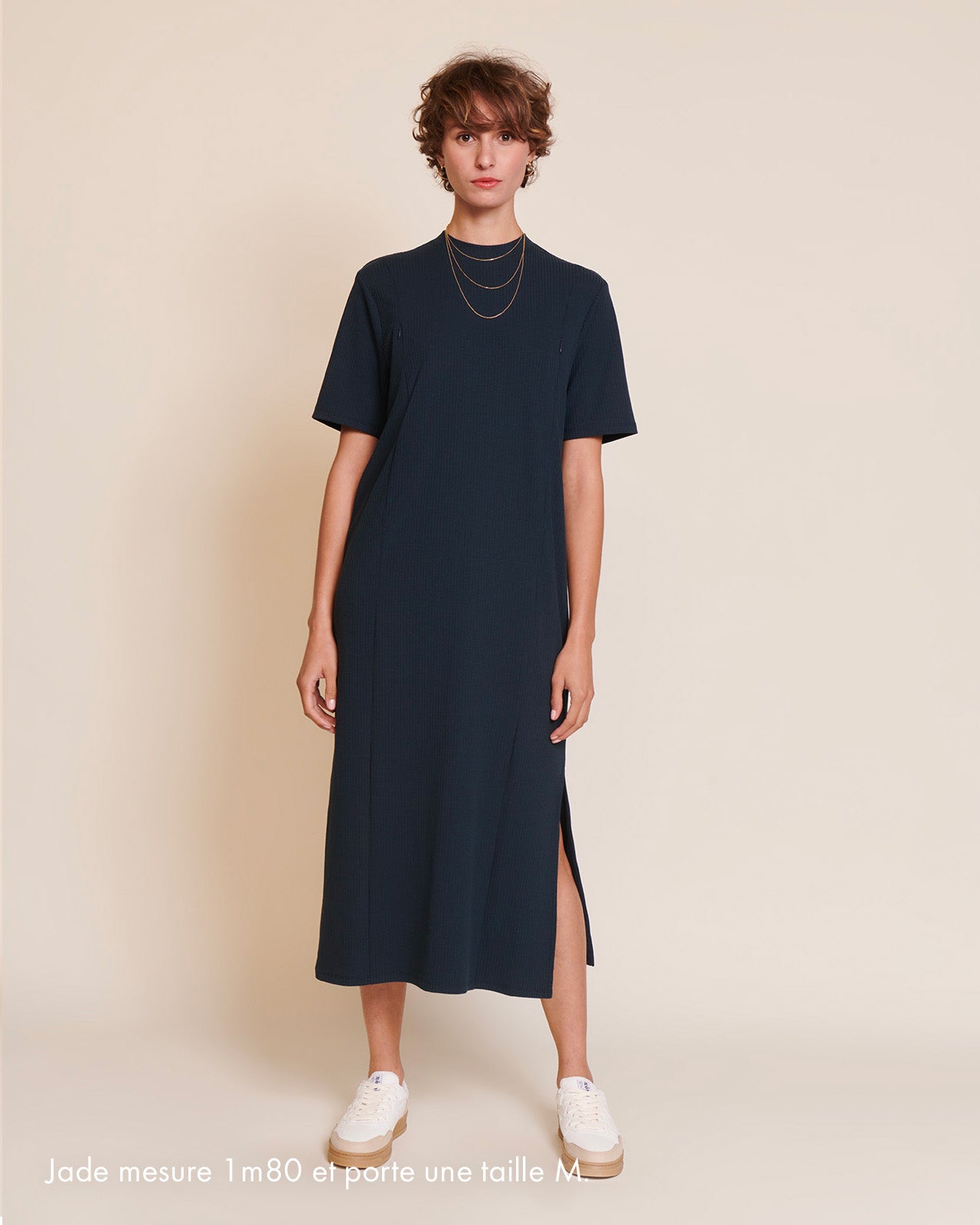 La robe Roxane allaitement en lyocell côtelé - charbon