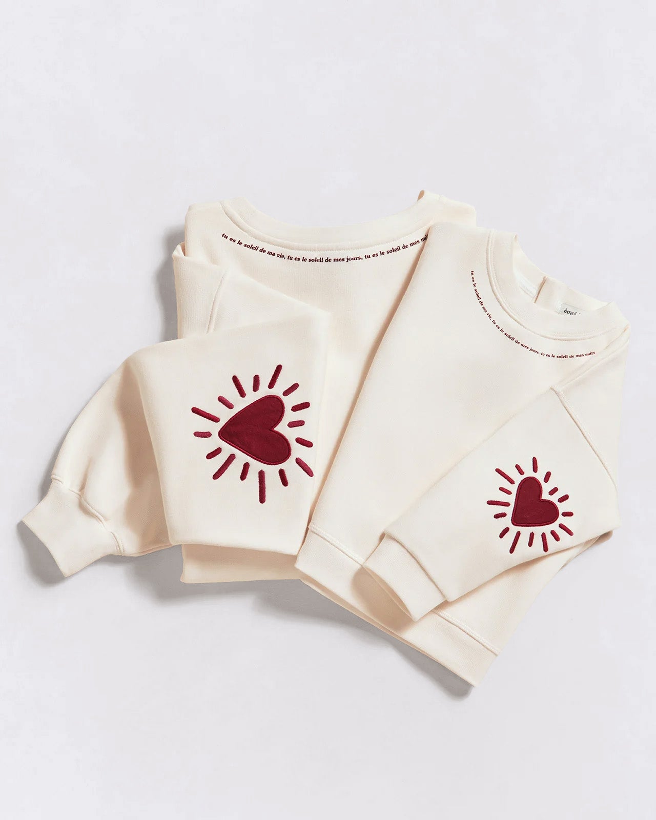 Le duo de sweats Coeur solaire avec coudières - crème