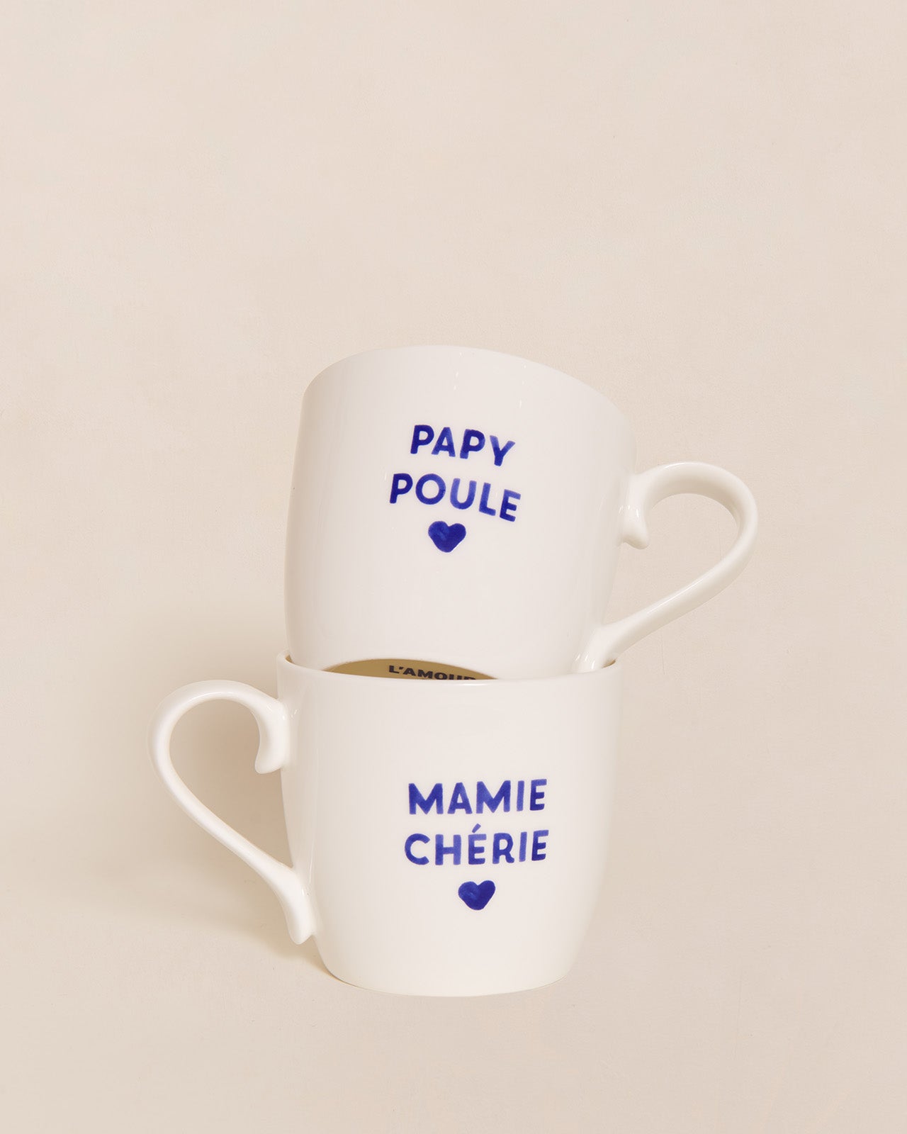 Le duo de mugs Mamie et Papy - message au choix - bleu