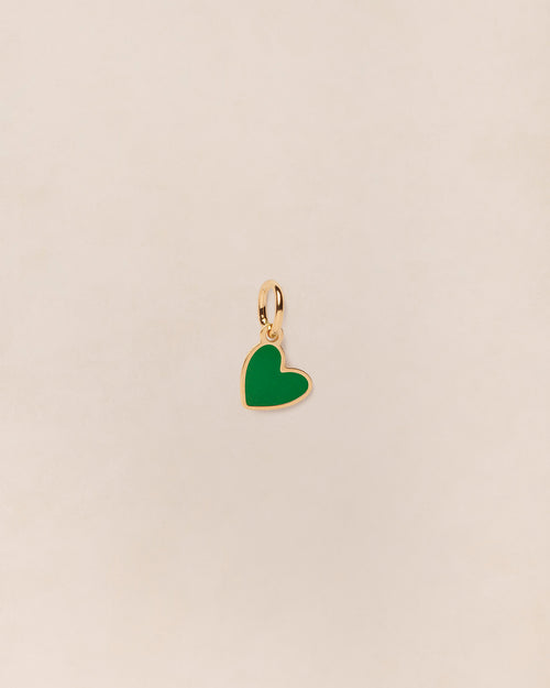 La médaille Manon petit cœur vert - dorée à l'or fin 24 carats - 7mm - émoi émoi   - 1 