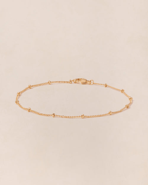 Le bracelet chaîne boules 18cm doré à l'or fin 24 carats - émoi émoi   - 1 