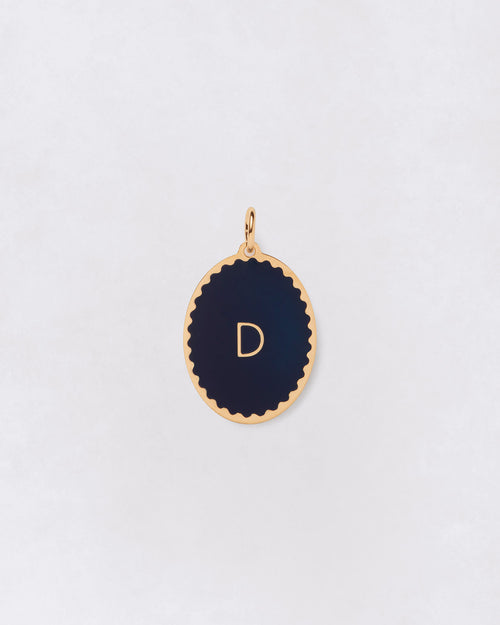 La médaille Initiale ovale - bleu nuit - 20mm - émoi émoi   - 1 