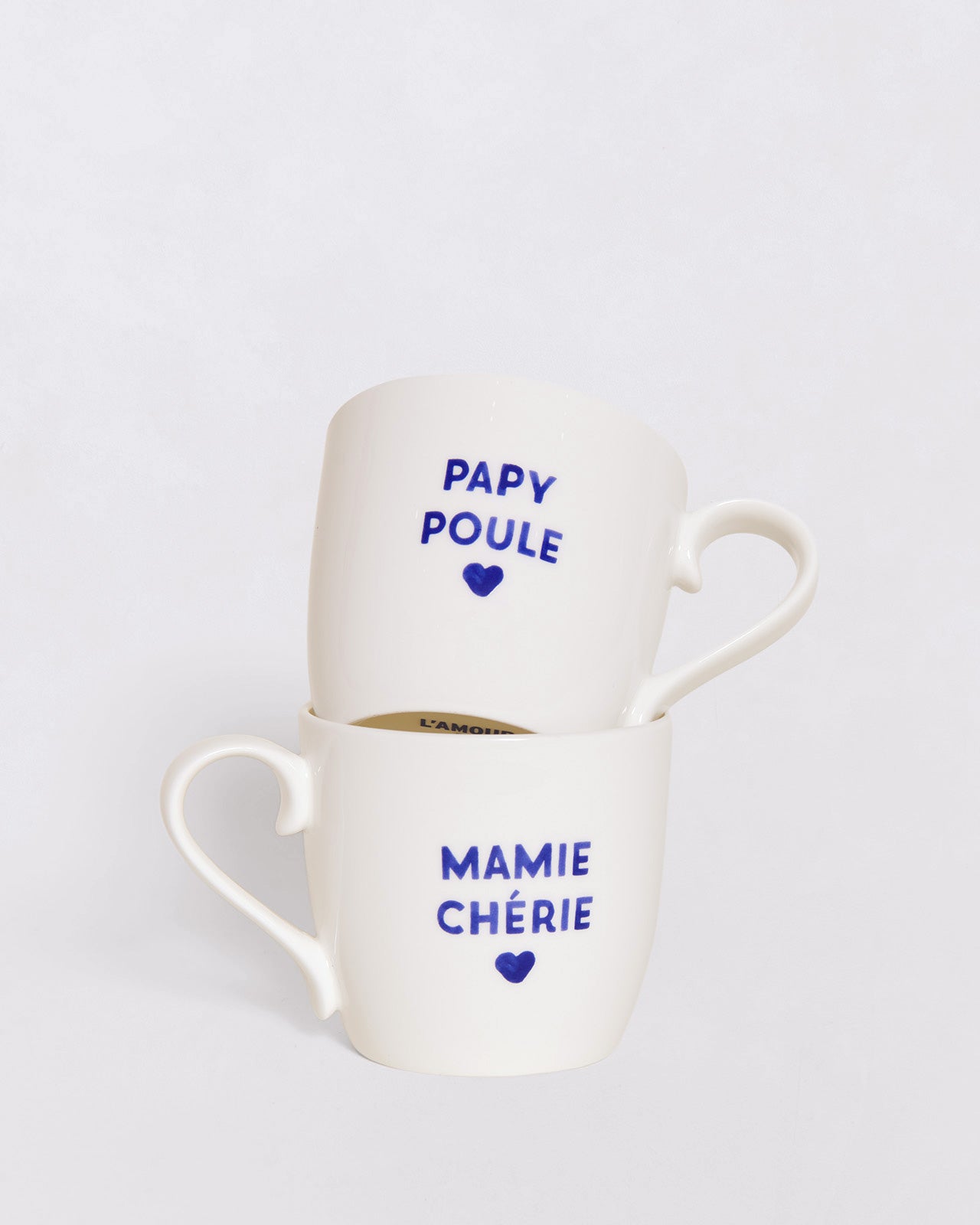 Le duo de mugs Mamie et Papy - message au choix - bleu