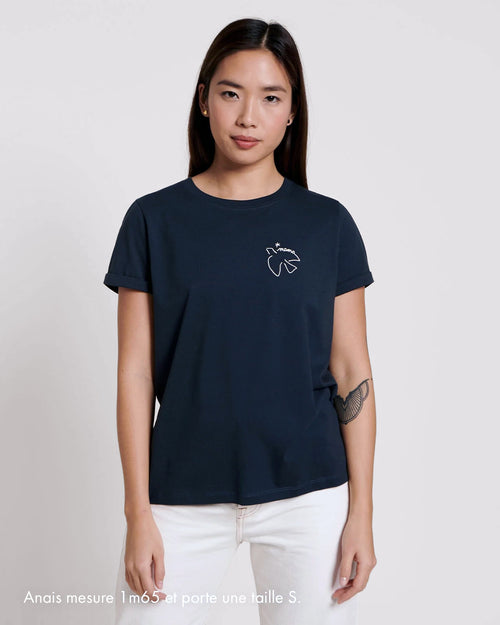 Le t-shirt brodé Mama bird en coton bio - charbon - émoi émoi   - 4 