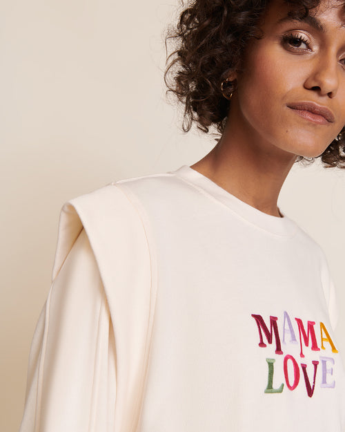 Le sweat Club Mama love en coton bio - crème - émoi émoi   - 2 