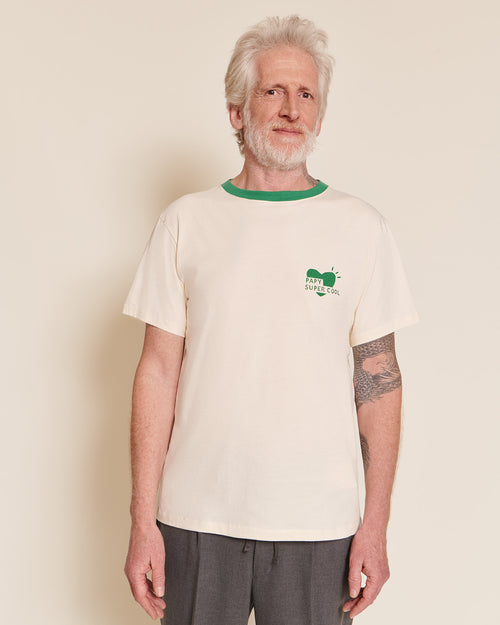 Le t-shirt coeur Papy super cool en coton bio - crème - émoi émoi   - 2 