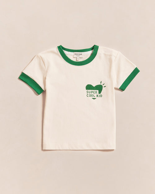 Le t-shirt coeur Super cool kid en coton bio - crème - émoi émoi   - 1 