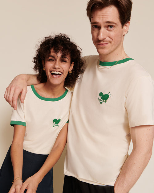 Le t-shirt coeur Le Parrain en coton bio - crème - émoi émoi   - 2 