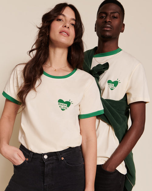 Le t-shirt coeur Papa cool en coton bio - crème - émoi émoi   - 2 