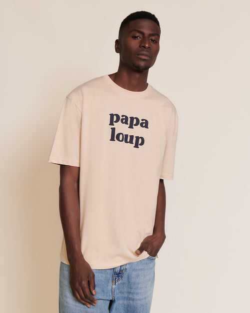 Le t-shirt Papa loup en coton bio - latte - émoi émoi   - 1 