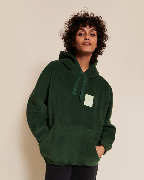 Le hoodie Mother Nature en polaire recyclée - vert nuit - émoi émoi   - 1 