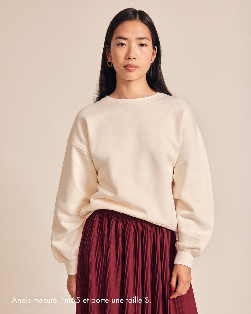 Sweat en coton à imprimé et bandes latérales Couleur orange clair