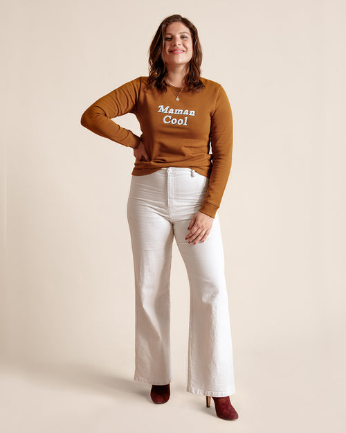 Le sweat Maman cool en coton bio - caramel - émoi émoi   - 1 