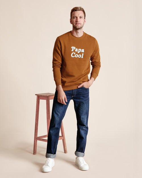 Le sweat Papa cool en coton bio - caramel - émoi émoi   - 1 