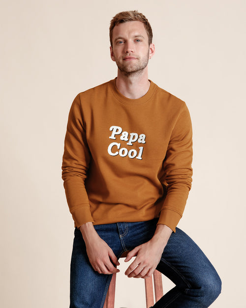 Le sweat Papa cool en coton bio - caramel - émoi émoi   - 2 