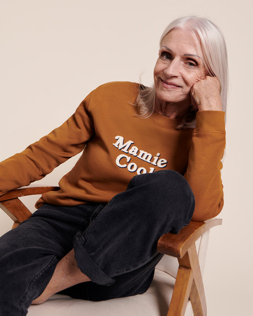 Le sweat Mamie cool en coton bio - caramel - émoi émoi   - 1 