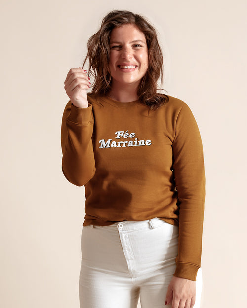 Le sweat Fée marraine en coton bio - caramel - émoi émoi   - 1 