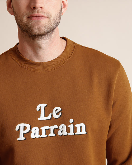 Le sweat Le parrain en coton bio - caramel - émoi émoi   - 1 