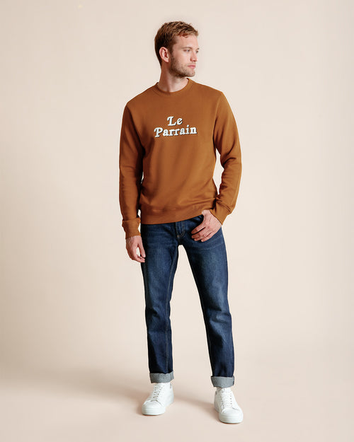 Le sweat Le parrain en coton bio - caramel - émoi émoi   - 2 