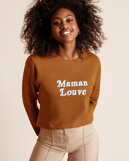 Le sweat Maman louve en coton bio - caramel - émoi émoi   - 2 