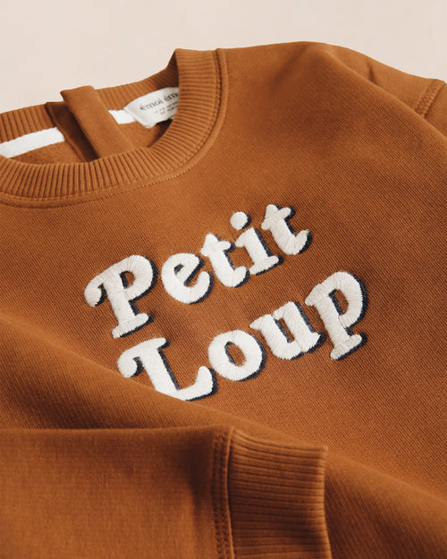 Le sweat Petit loup en coton bio - caramel - émoi émoi   - 3 