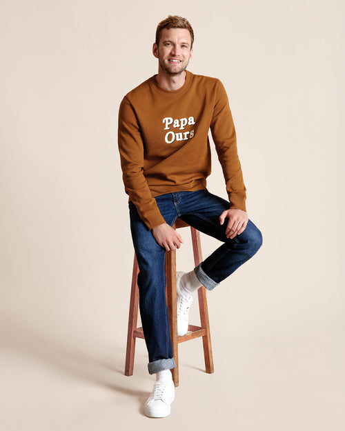 Le sweat Papa ours en coton bio - caramel - émoi émoi   - 2 