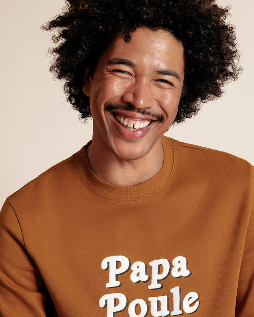 Le sweat Papa poule en coton bio - caramel - émoi émoi   - 2 