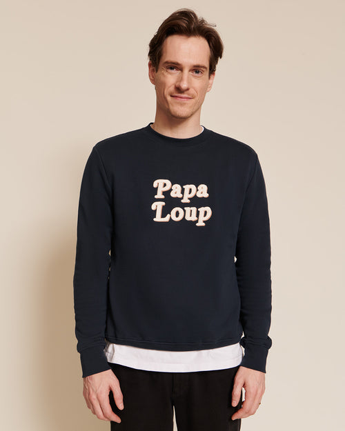 Le sweat Papa loup en coton bio - charbon - émoi émoi   - 1 