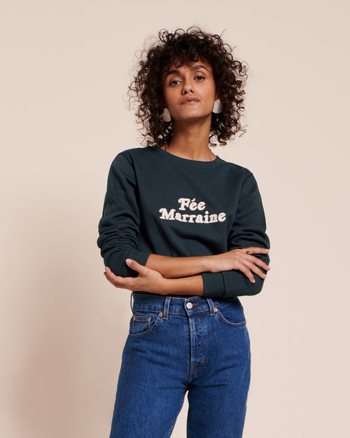 Le sweat Fée marraine en coton bio - charbon - émoi émoi   - 1 