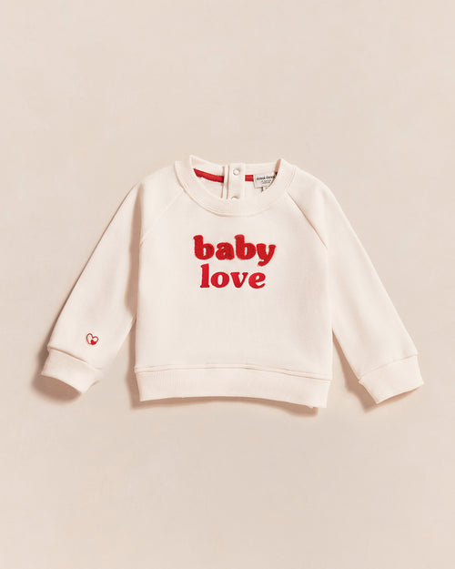 Le sweat brodé Baby love en coton bio - crème - émoi émoi   - 1 