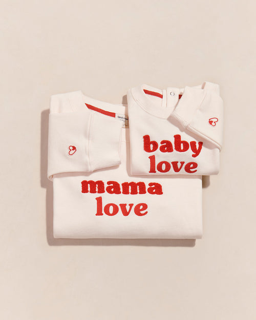 Le duo de sweats Mama love / Baby love - crème - émoi émoi   - 1 