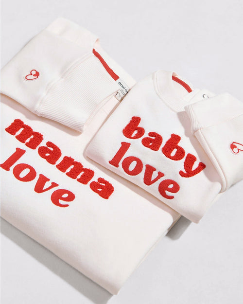 Le sweat brodé Mama love en coton bio - crème et rouge - émoi émoi   - 2 