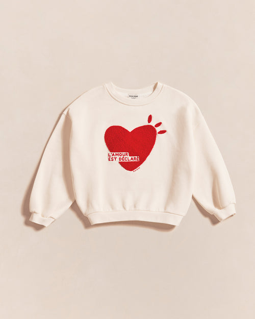 Le sweat l'amour est déclaré bouclette enfant en coton bio - crème - émoi émoi   - 1 