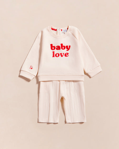 Le sweat brodé Baby love en coton bio - crème - émoi émoi   - 2 