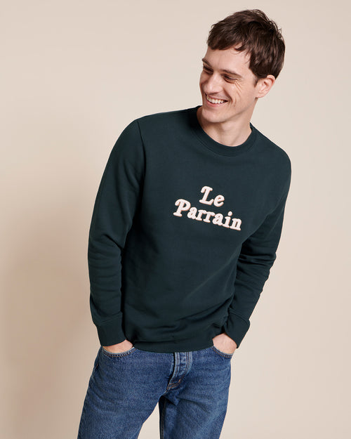 Le sweat Le parrain en coton bio - charbon - émoi émoi   - 1 