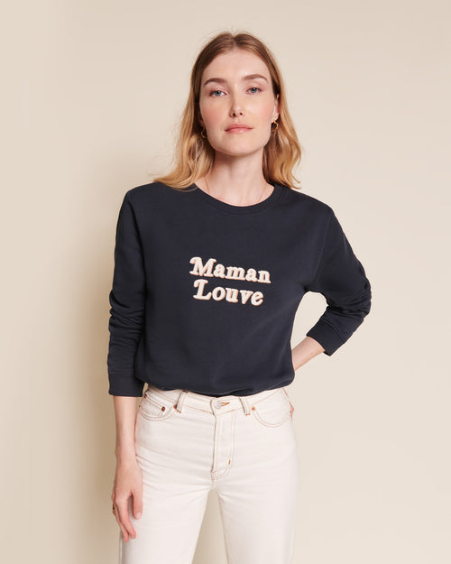 Le sweat Maman louve en coton bio - charbon - émoi émoi   - 1 