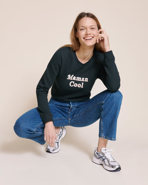 Le sweat Maman cool en coton bio - charbon - émoi émoi   - 1 