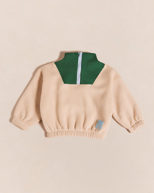 Le sweat Sun en polaire recyclée et col zippé - latte - émoi émoi   - 1 