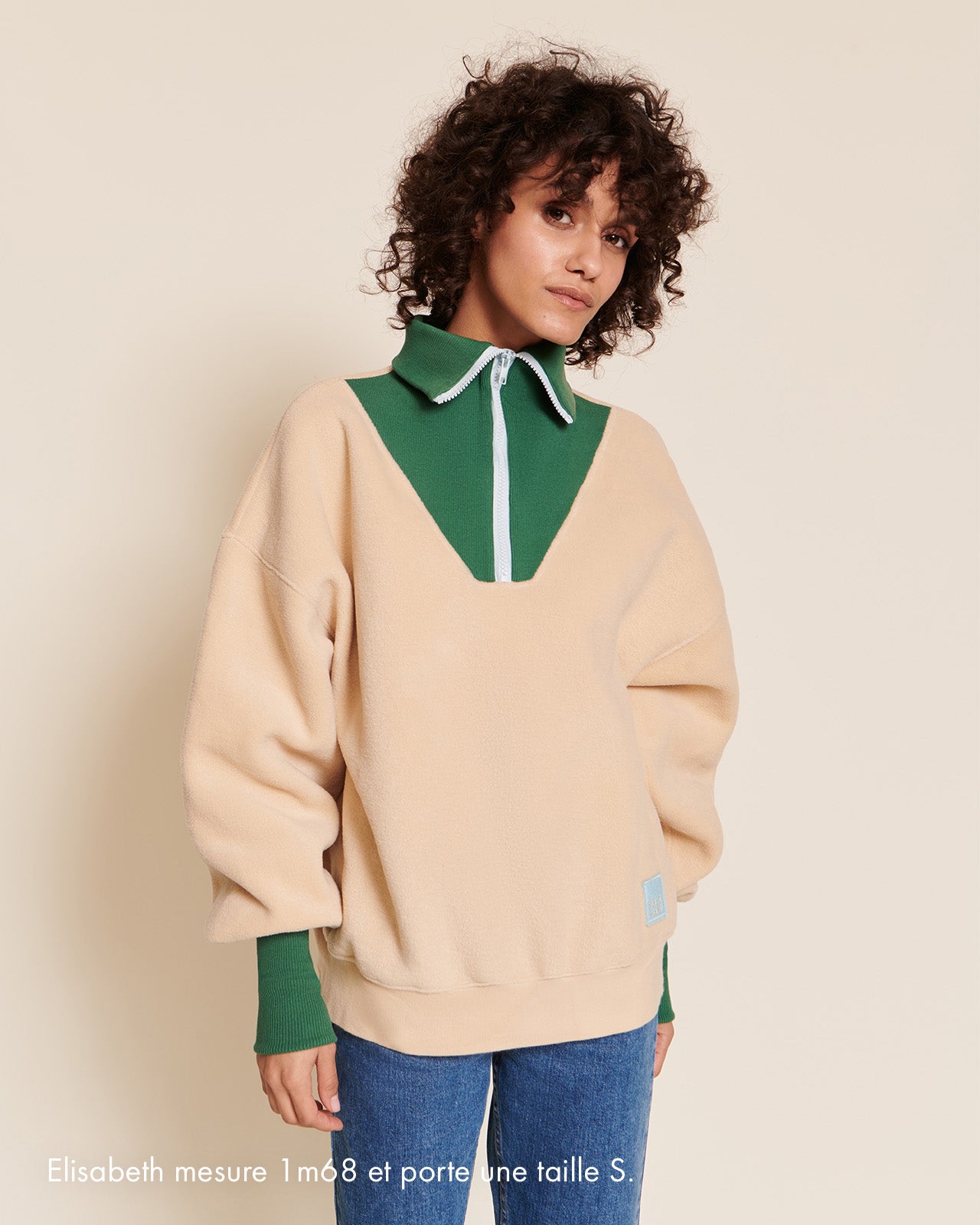 Pull Polaire Femme Croft & Barrow - Gris Taille M - 1/4 Zip Faux Col - Doux Coupé