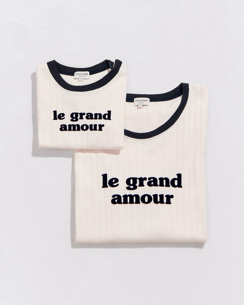Le duo de t-shirts Le grand amour femme / enfant - crème - émoi émoi   - 1 
