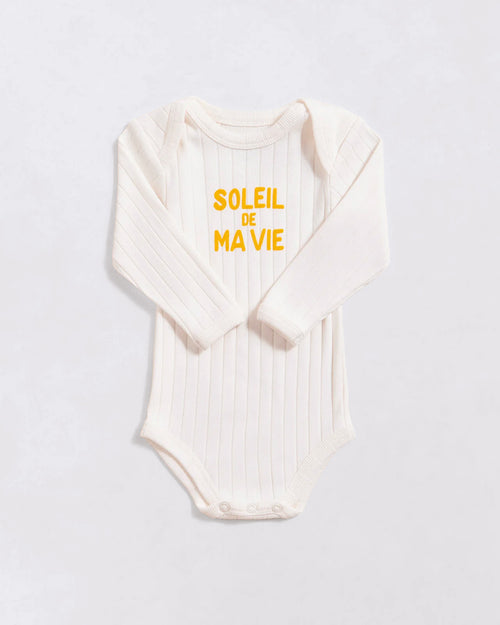 Le body Soleil de ma vie en coton bio - crème - émoi émoi   - 1 