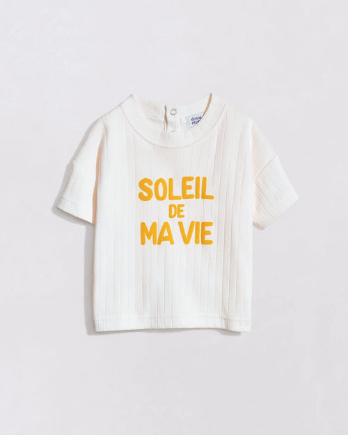 Le t-shirt Soleil de ma vie enfant en coton bio - crème - émoi émoi   - 1 