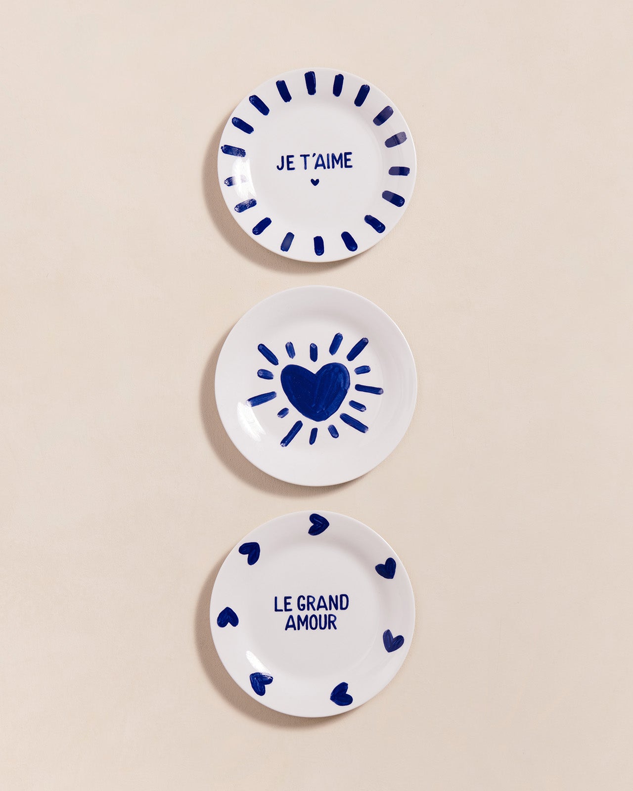 Le lot de 3 assiettes bleues - 19 cm