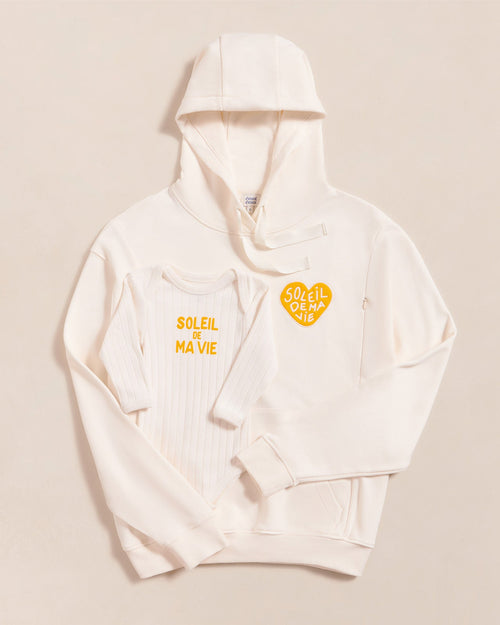 Le hoodie d'allaitement et le body Soleil de ma vie en coton bio - crème - émoi émoi   - 1 