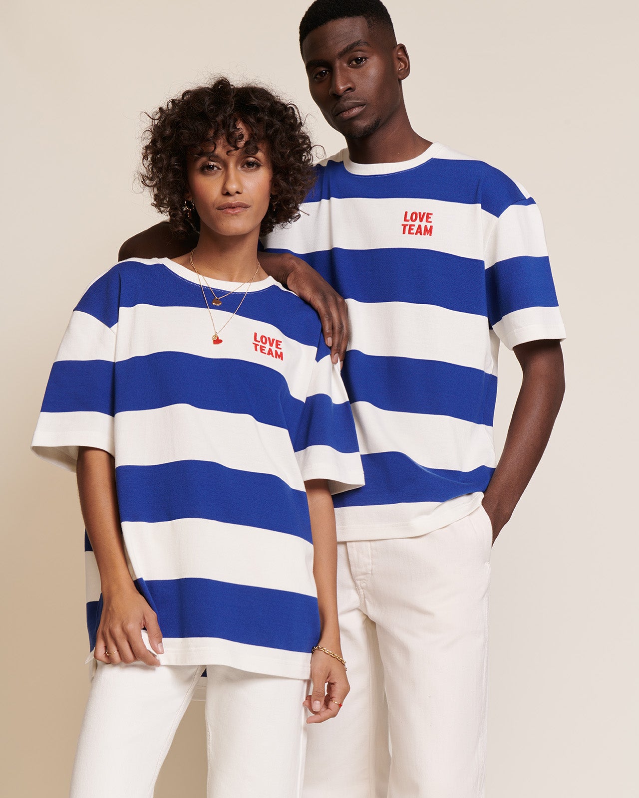 La marinière unisexe Love team en coton bio - bleu