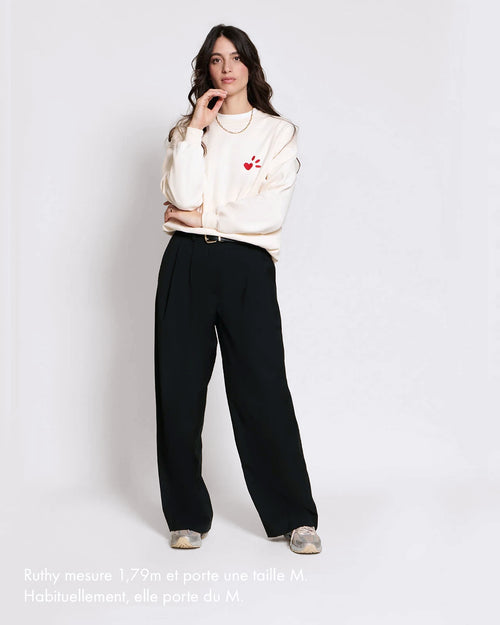 Le sweat L'amour est déclaré adulte en coton bio - crème / rouge - émoi émoi   - 4 