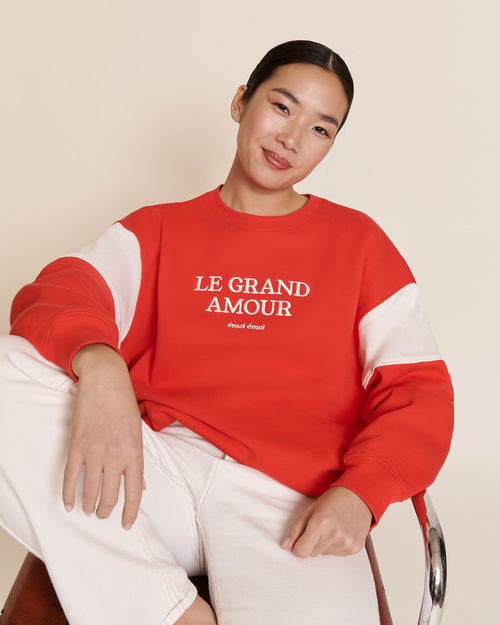 Le sweat Le grand amour femme en coton bio - rouge - émoi émoi   - 2 