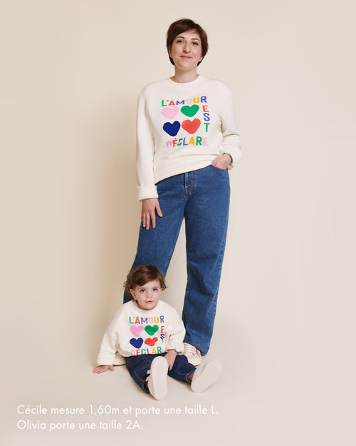 Le sweat L'amour est déclaré femme en coton bio - multicolore - émoi émoi   - 2 